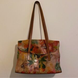 Italian leather painted flower purse